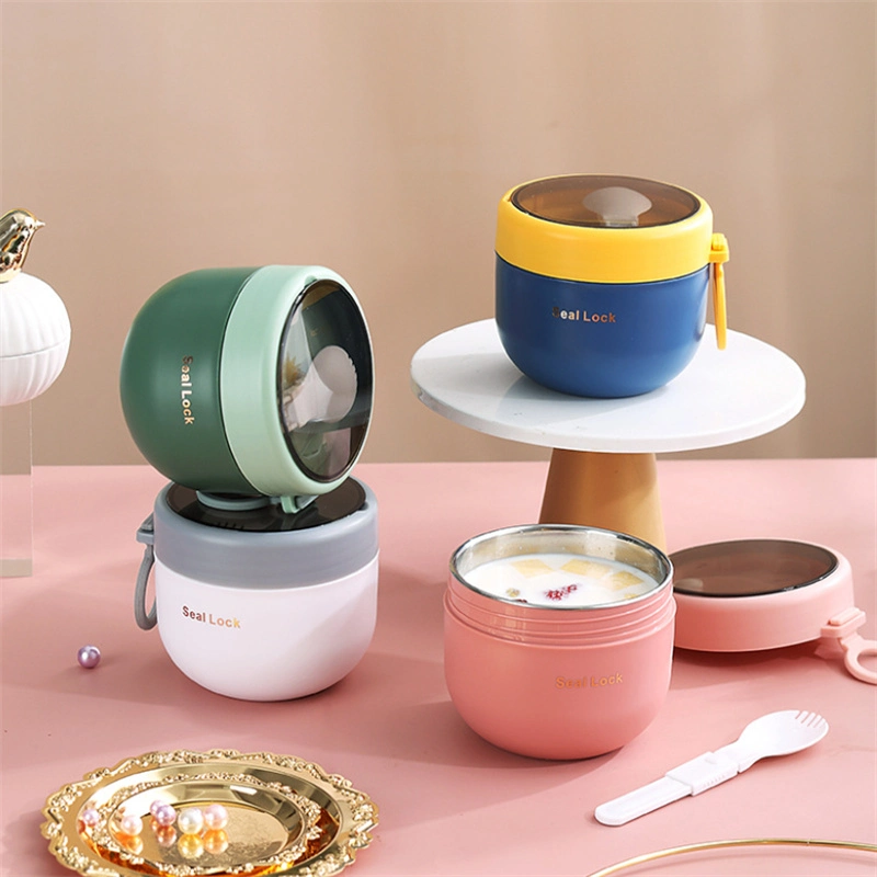 Portable Microwave 304 Stainless Steel Liner PP Food Container Soup Cup for Breakfast Milk