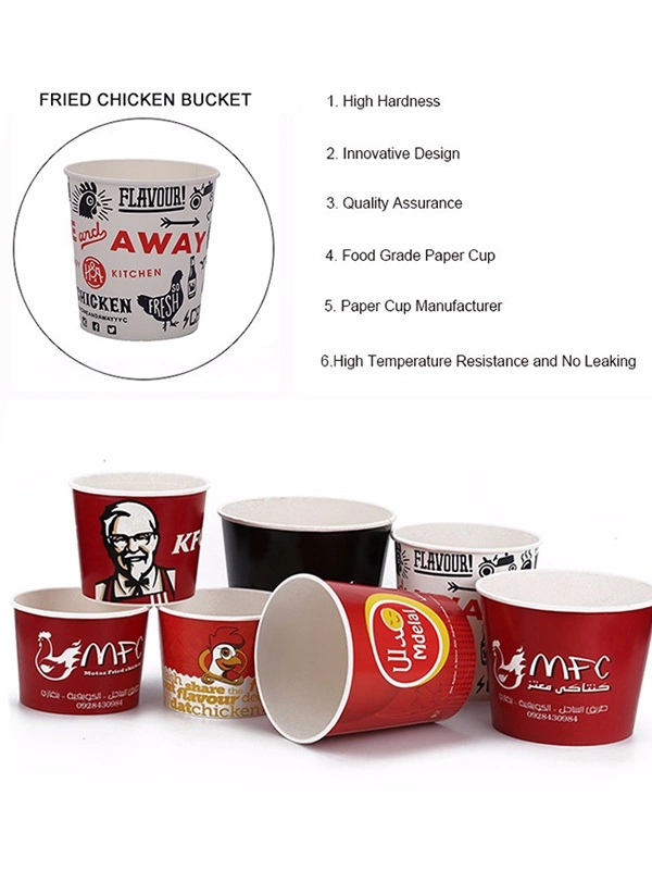 Custom 48oz 80oz Food Fried Chicken Paper Popcorn Cup Bucket