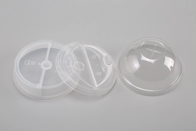 Disposable Round PP Plastic Lids Clear Lids for Coffee/Bubble Tea Cup with Straw