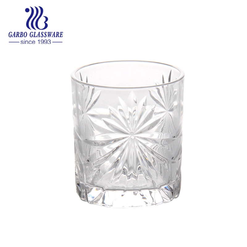 8oz Factory Cheap Unique Embossed Barware Wine Glass Cup for Water Whiskey Coffee Diverse Designs