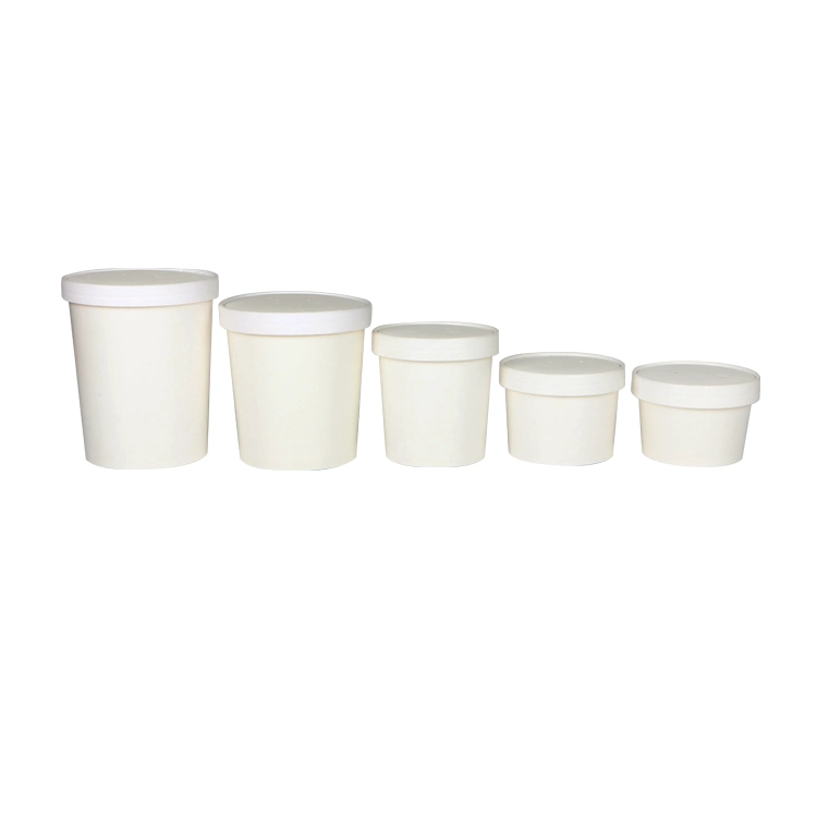 Custom Printed Disposable Take Away Hot Soup Bowls, Kraft Paper Soup Cup with Paper Lid