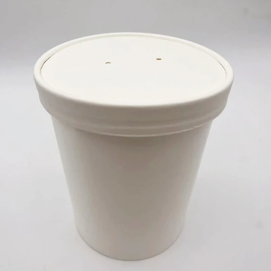 맞춤형 인쇄, 뚜껑이 있는 맞춤형 일회용 테이크아웃 종이 수프 컵